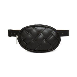 Steve Madden, Diamond Weave Oval Belt Bag, Black, Small